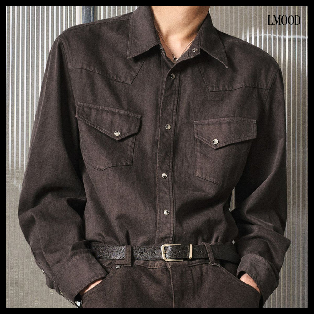 【LMOOD】Bad Guy Denim Western Shirt 3 Colors