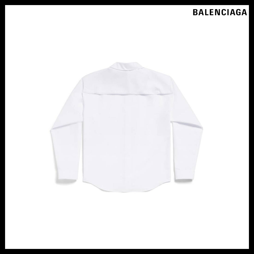 【BALENCIAGA】Women’s Kick Collar Shirt Large Fit White