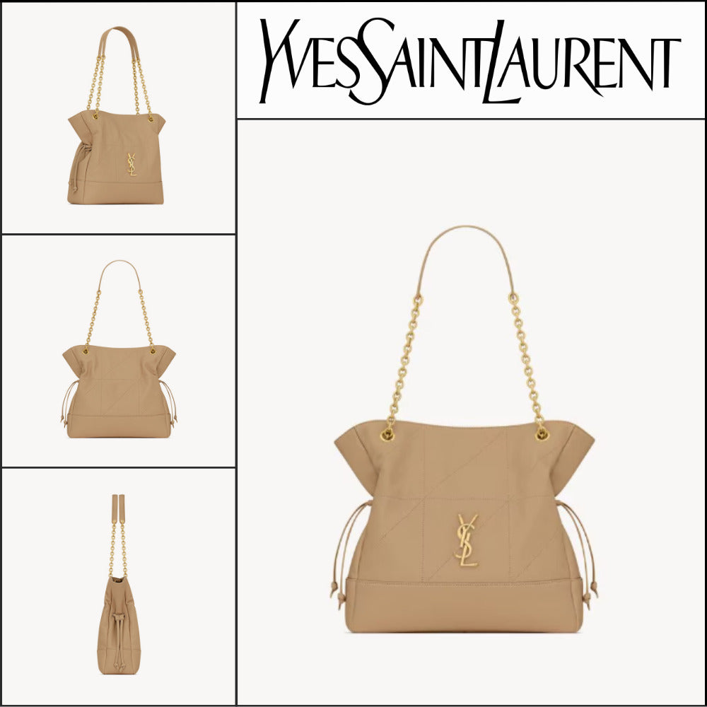 【Saint Laurent】Lambskin Small Shopping Bag Clear Beige