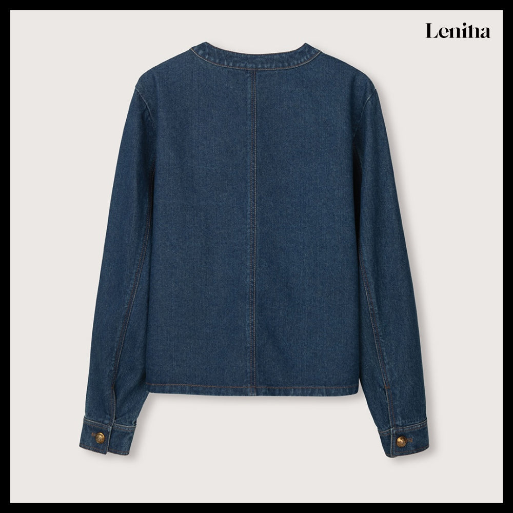 【LENINA】AUDREY Round Neck Denim Jacket