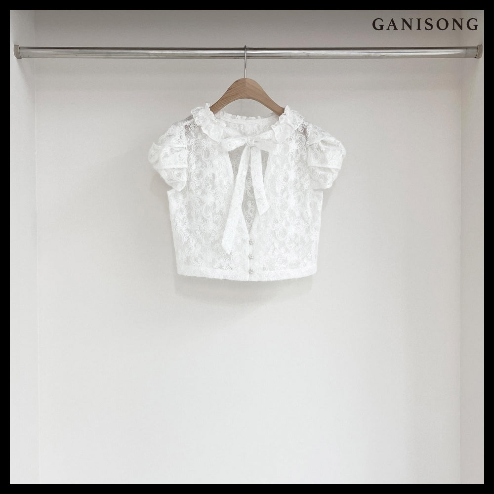 【GANISONG】Bridal Twist Puff Two-Piece Dress White