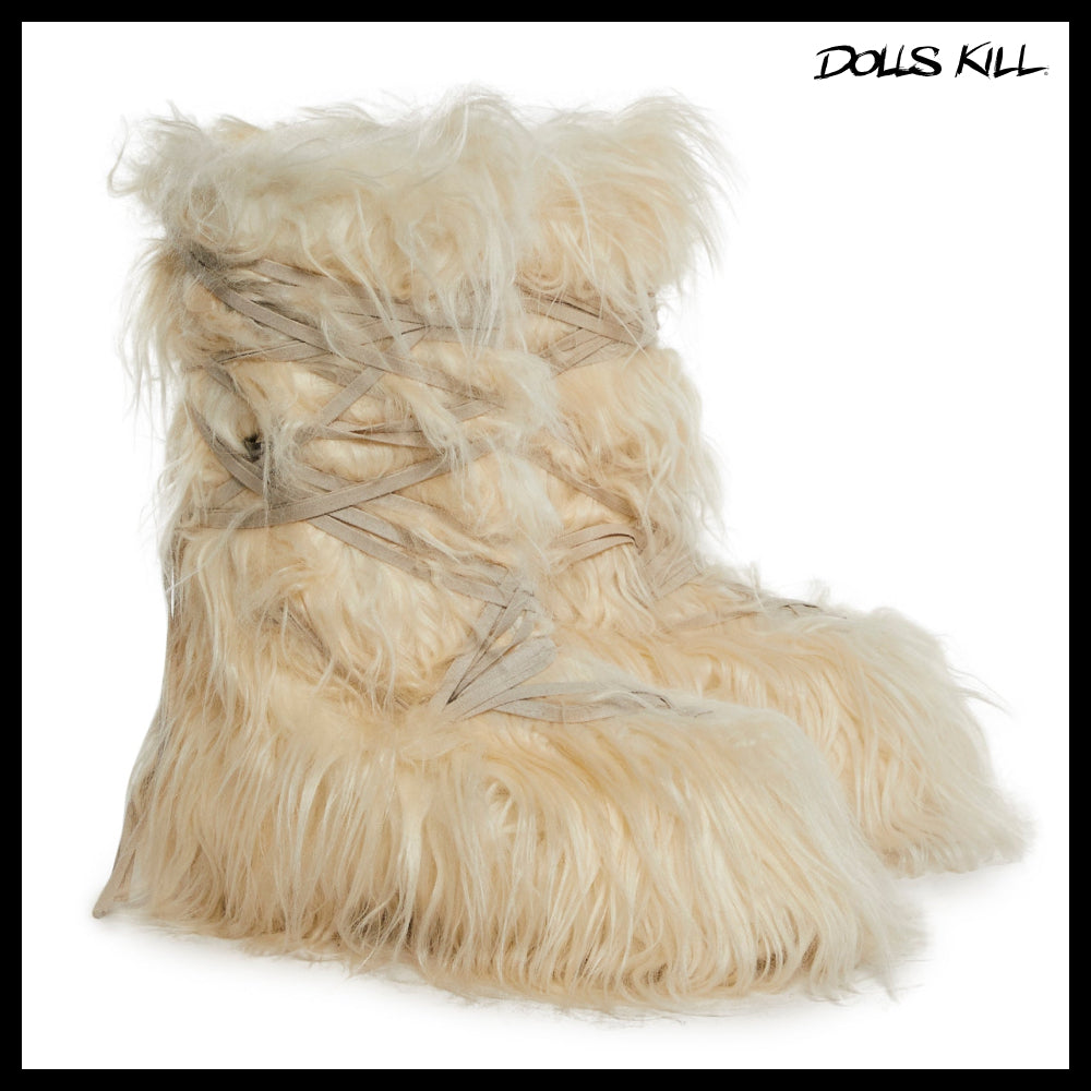 ◆DOLLS KILL◆DARKER WAVS Warp Faux Fur Boots