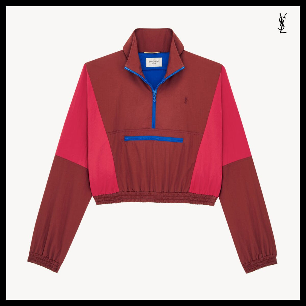 【Saint Laurent】Nylon Faille CASSANDRE Cropped Windbreaker