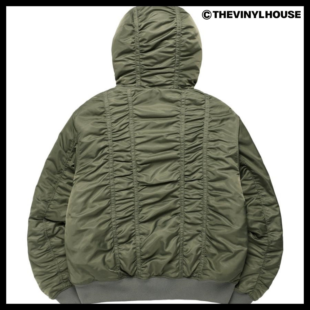 【THEVINYLHOUSE】Fur hooded MA-1 jacket Khaki