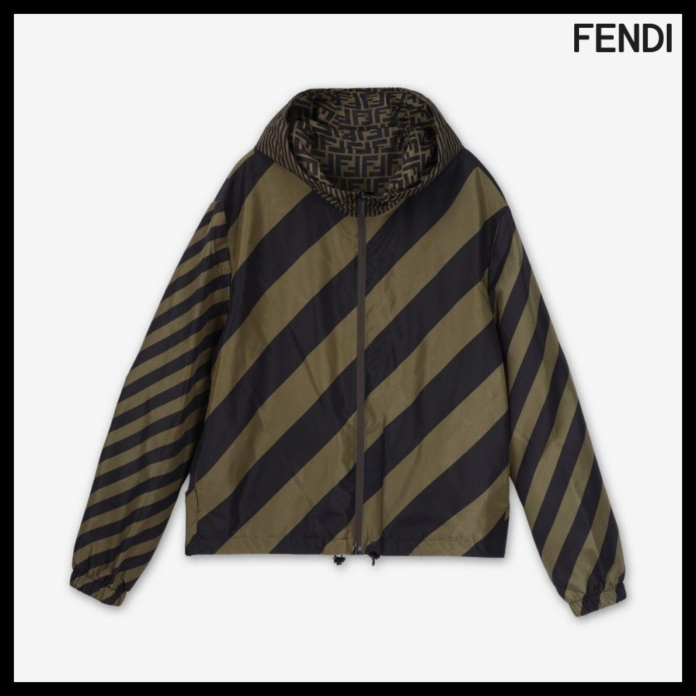 【FENDI】FF ナイロン ウィンドブレーカー ジャケット ブラウン
