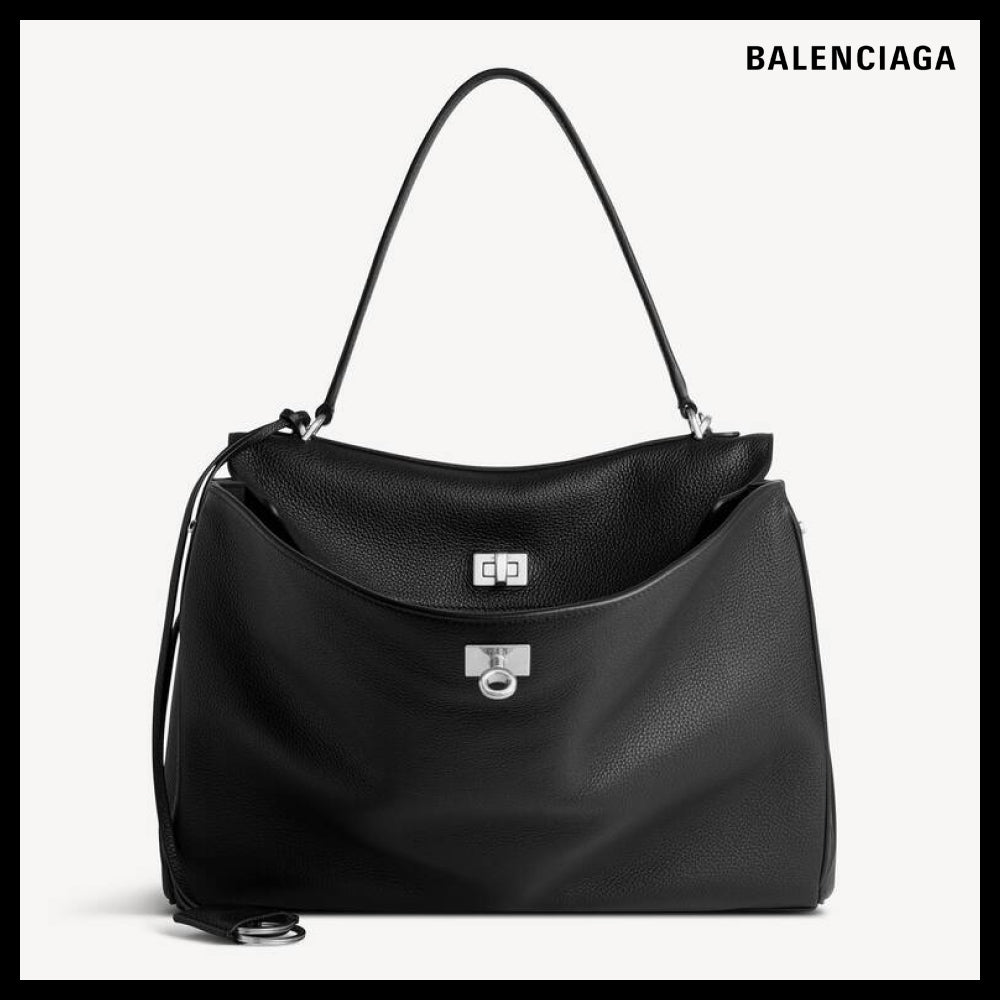 【BALENCIAGA】Rodeo Grained Calfskin Handbag Medium Black