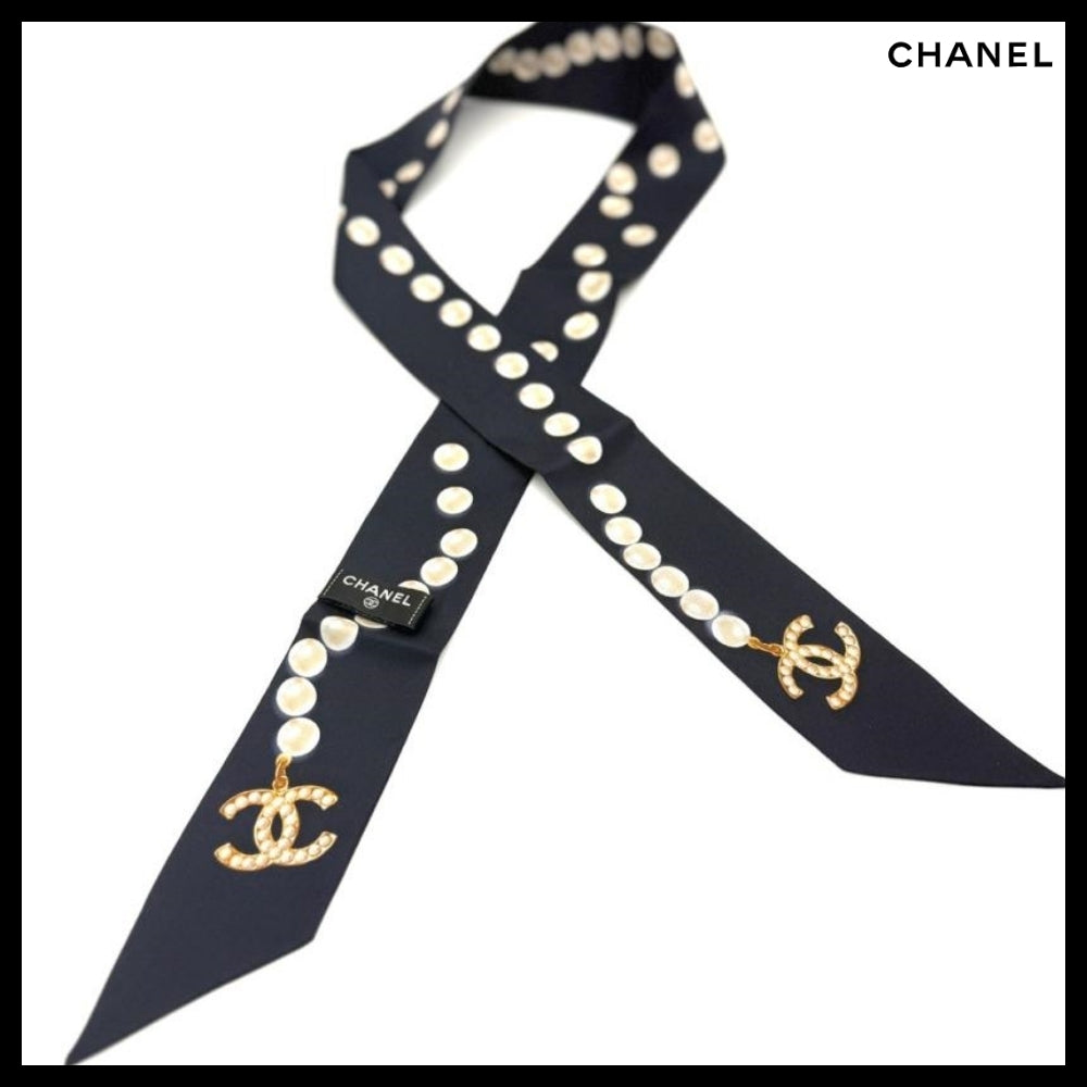 【CHANEL】Slim Pearl Twilly Navy