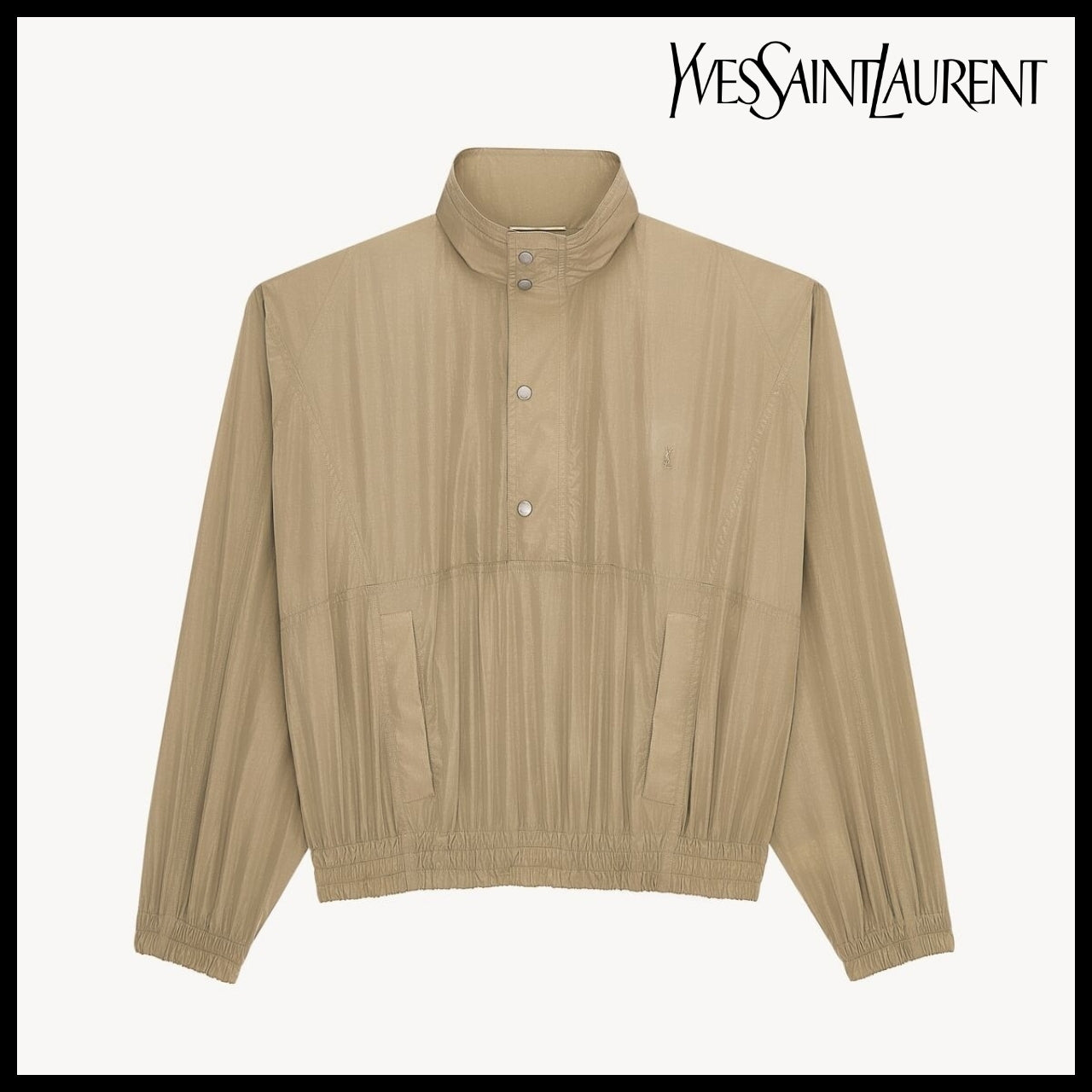 【Saint Laurent】Crinkled Canvas Windbreaker MARRON GLACE