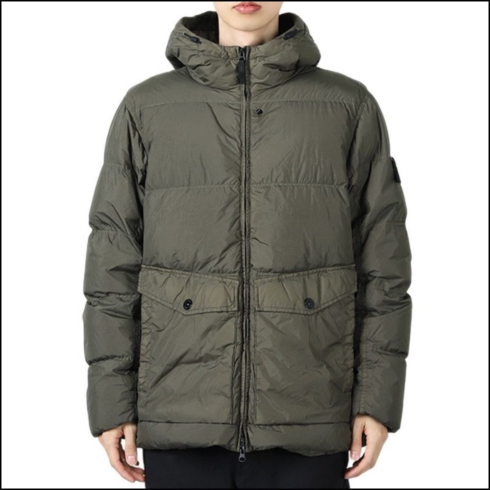 【STONE ISLAND】Wappen Patch Crinkle Reps Hooded Down Jacket