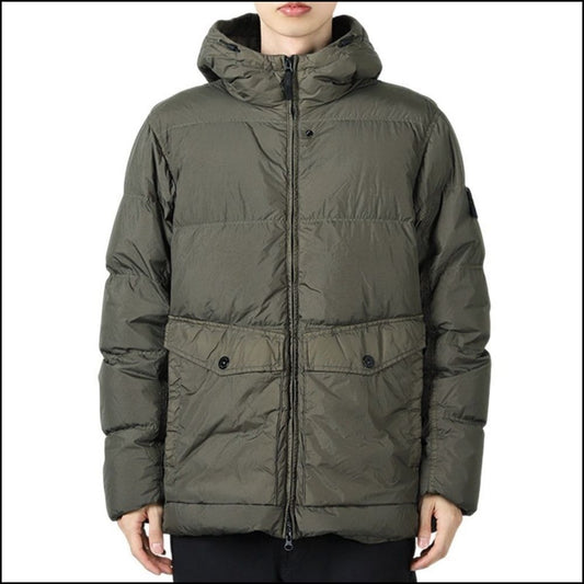 【STONE ISLAND】Wappen Patch Crinkle Reps Hooded Down Jacket