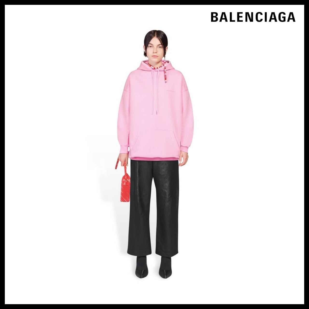【BALENCIAGA】Balenciaga Hoodie Medium Fit Pink White