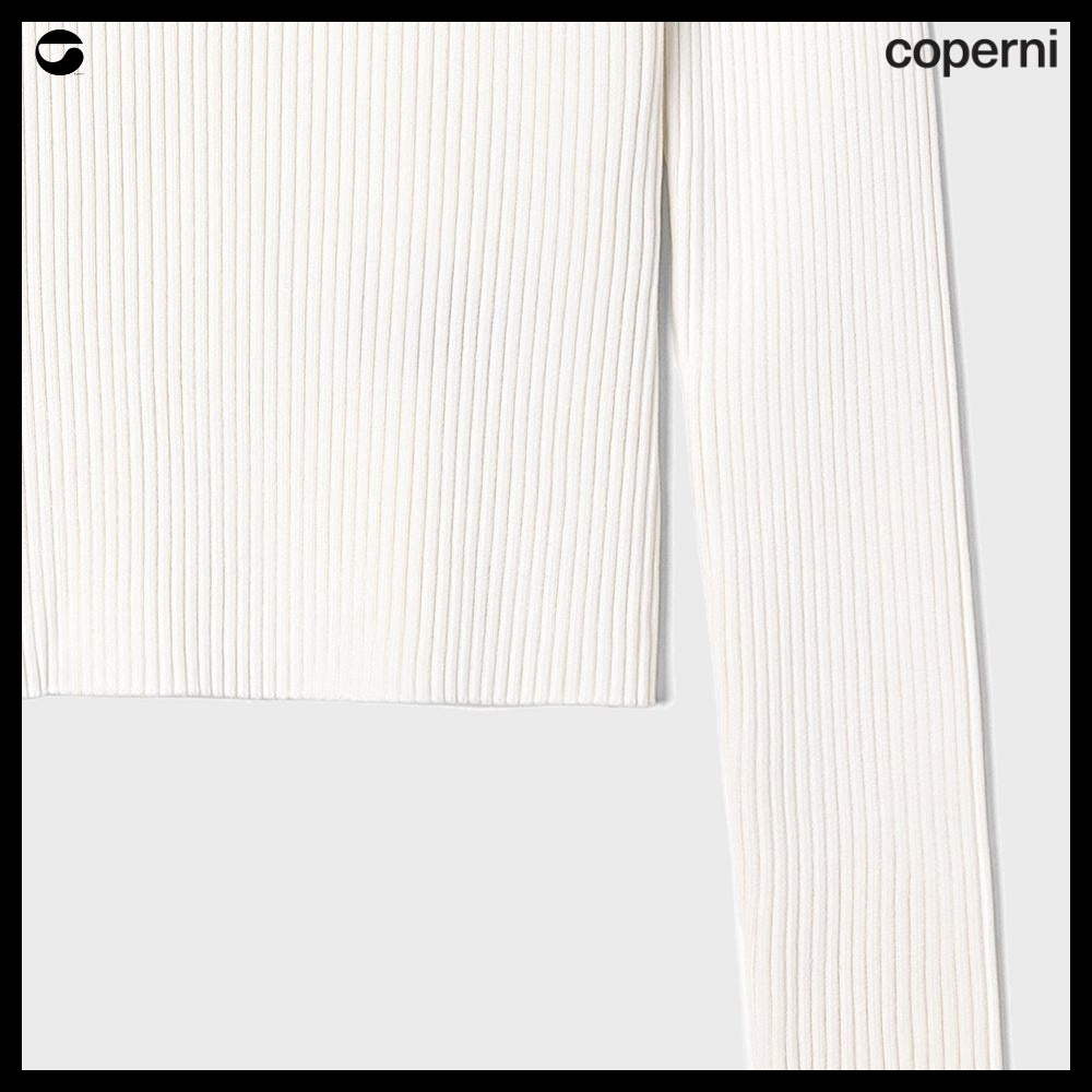 【Coperni】Womens Knitted Cut Out Long Sleeve Top White