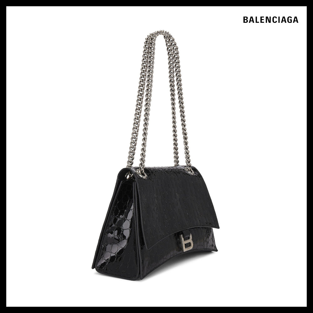 【BALENCIAGA】Crocodile Embossed Crush Medium Chain Bag