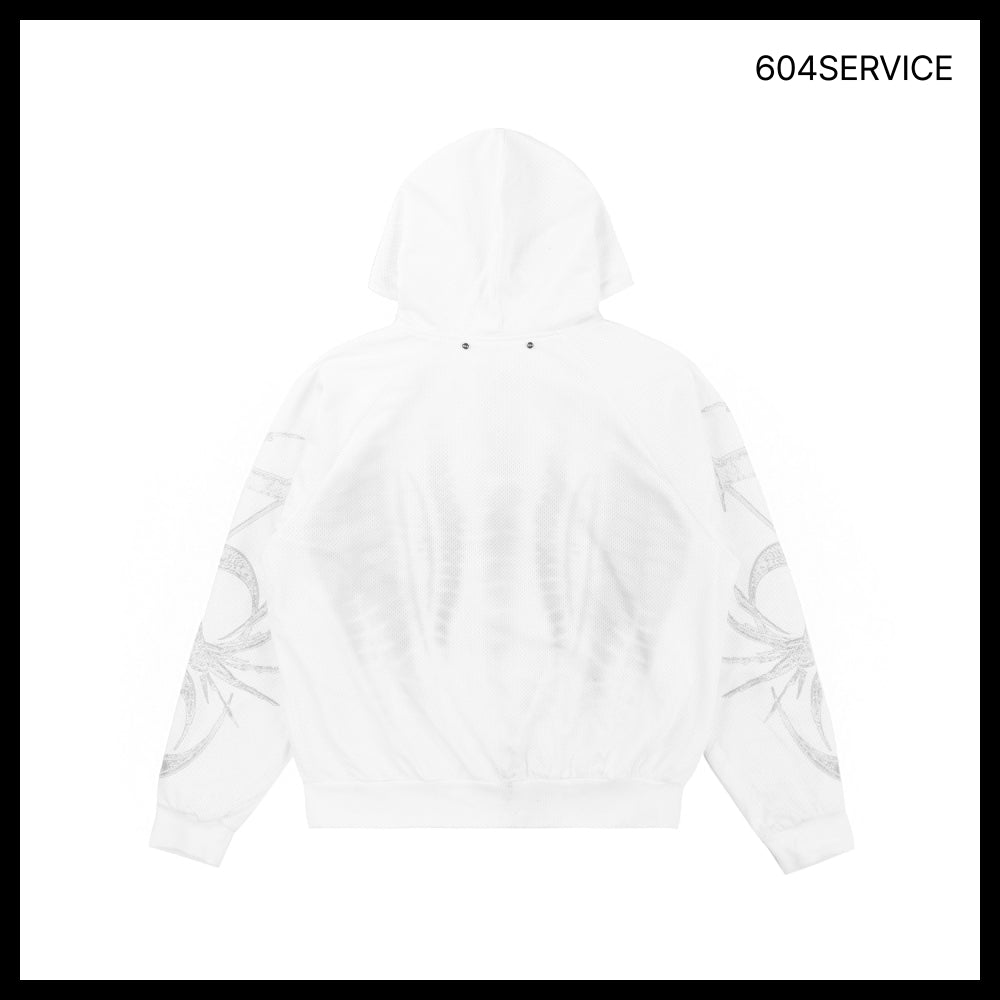 【604service】Reversible Sporty Zip-Up Hoodie in White