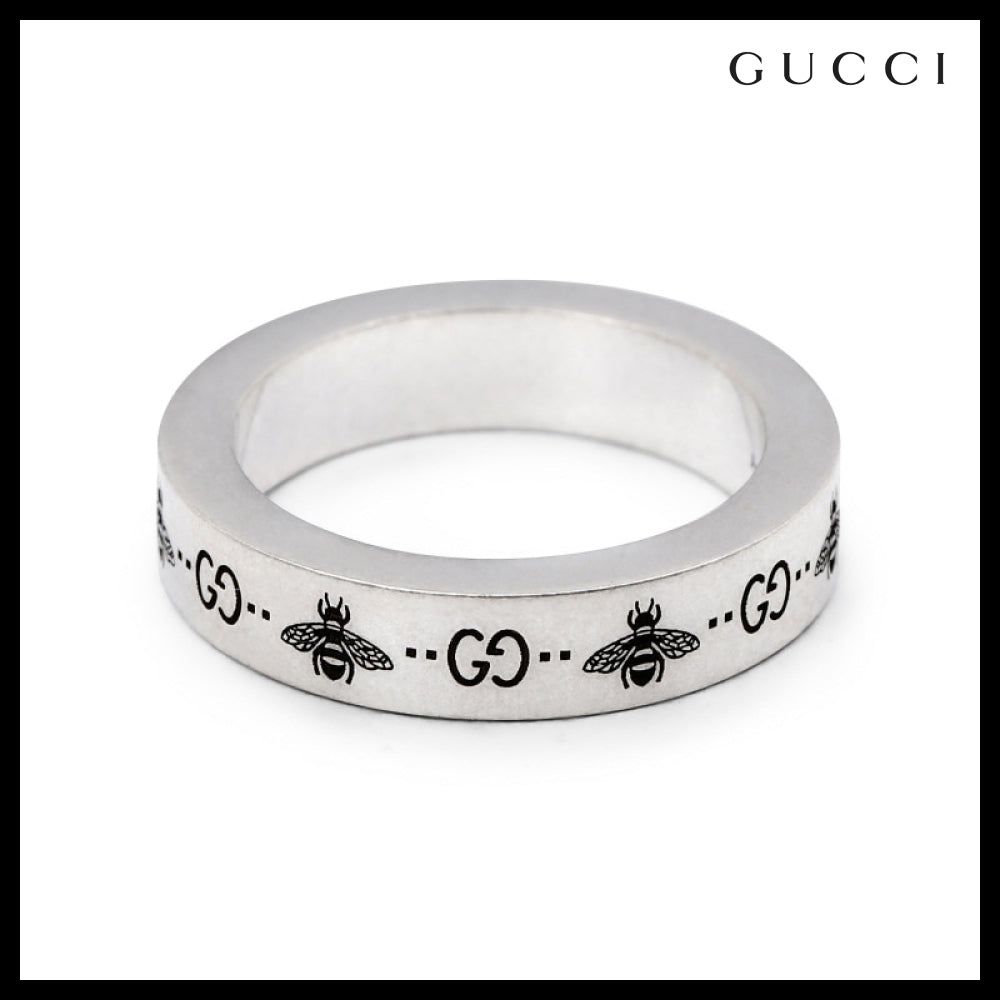 GUCCI GG BEE Logo Engraved Ring SILVER
