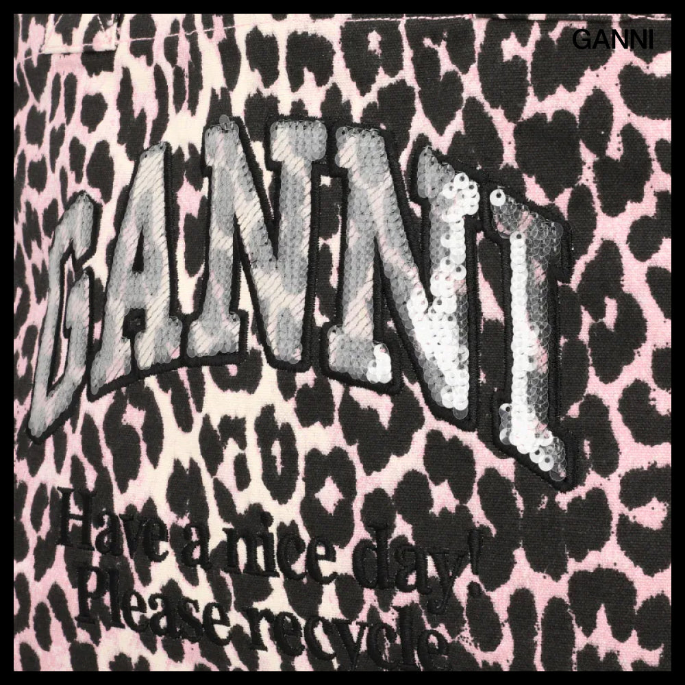【Ganni】Leopard Print Medium Shopper Tote leopard shopper