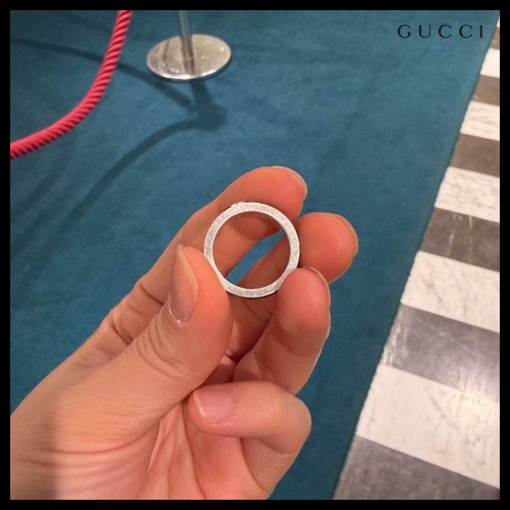 【GUCCI】Interlocking G Logo Enamel Metal Ring Black