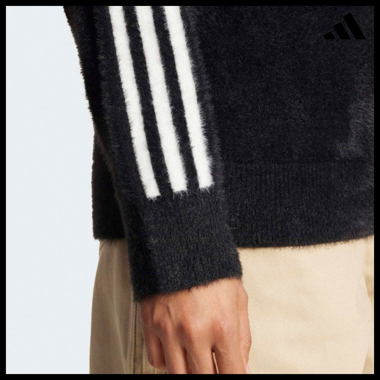 【ADIDAS】Holiday Black Knit Sweater Winter Knit