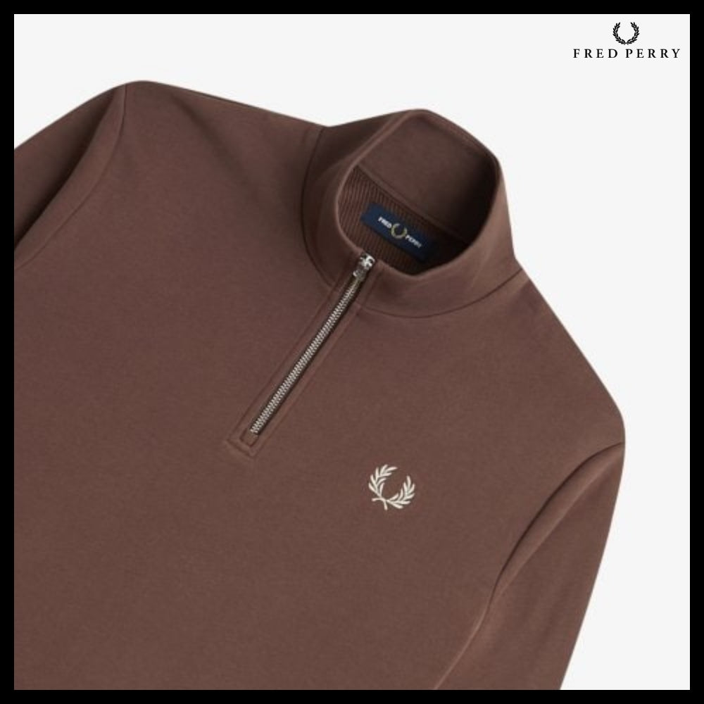 【FRED PERRY】Baseline Half Zip Sweatshirt U85 C Road Brick