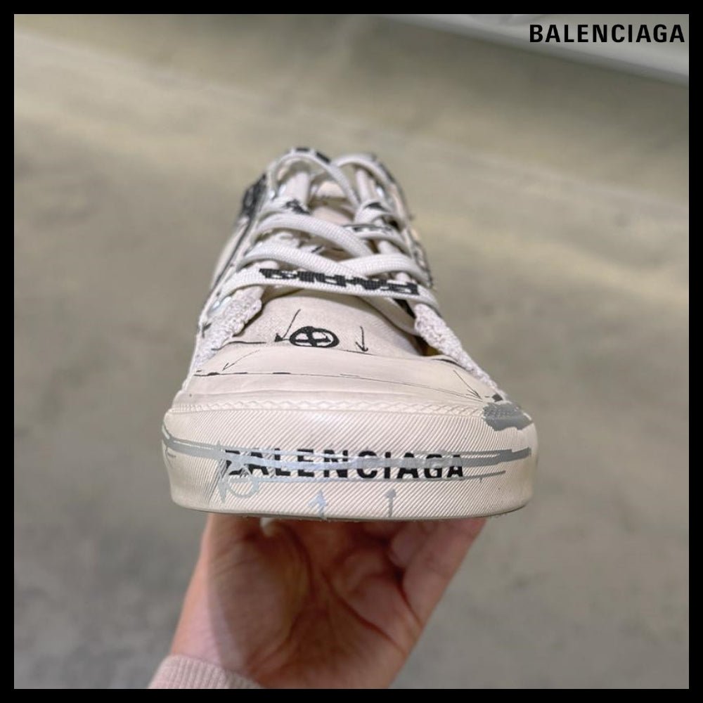 【BALENCIAGA】Paris Sketch Mule Ecru Black Blue