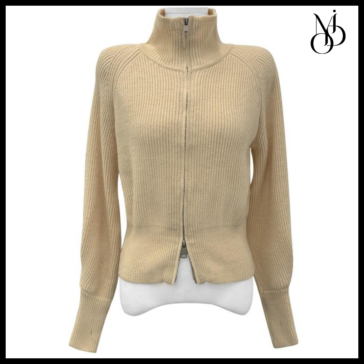 【MODIMOOD】Turtleneck Two-Way Pintuck Sleeve Knit Zip-Up