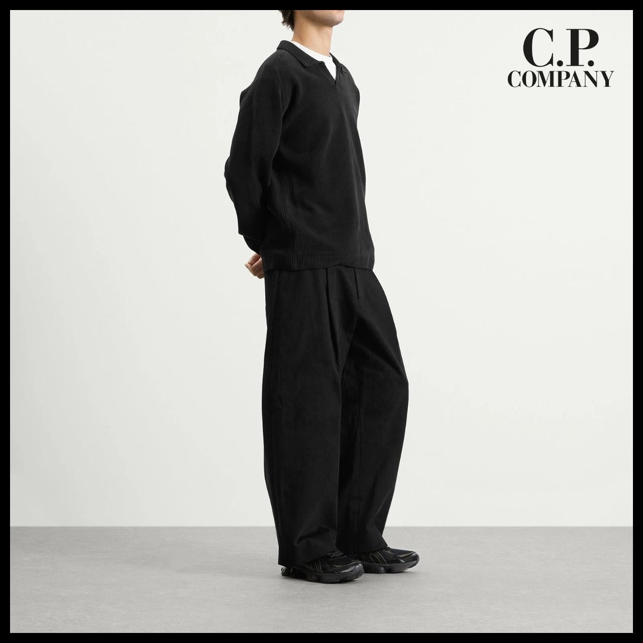 【CP COMPANY】Cotton Chenille Polo Collar Lens Sweater