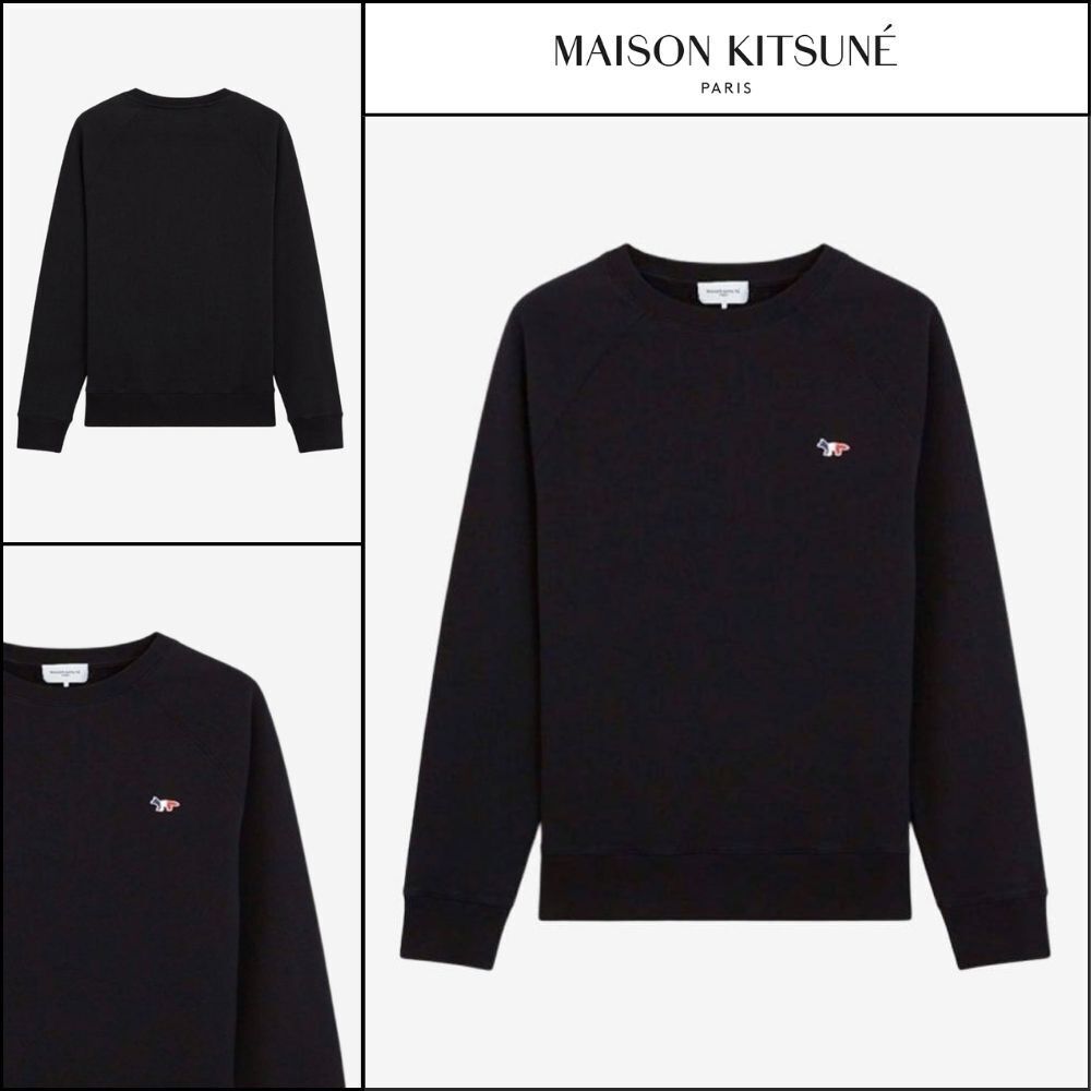 【MAISON KITSUNE】Tricolor Logo Sweatshirt Black Men's