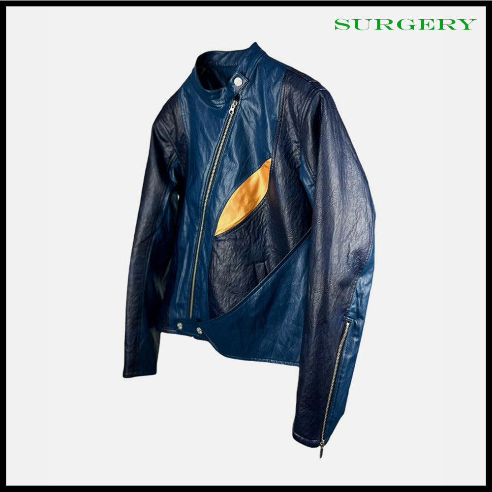【SURGERY】Curve Layered Rider Jacket Blue