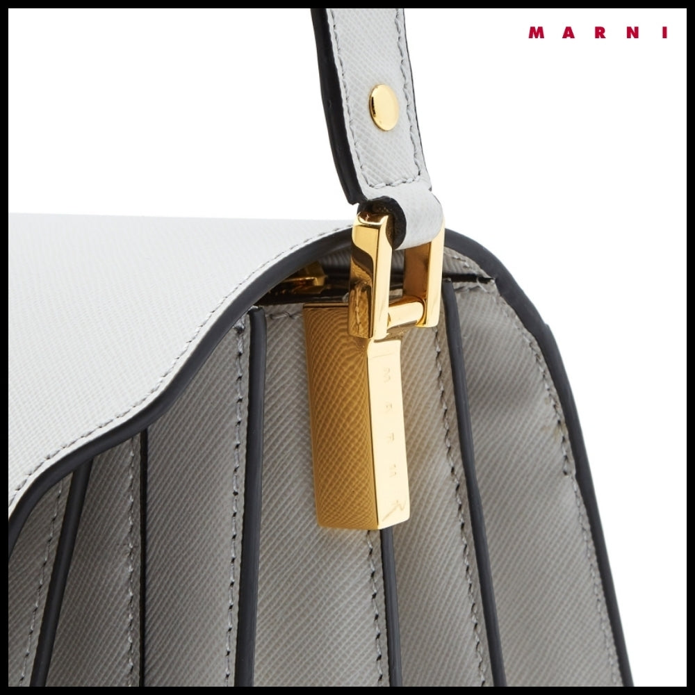 【MARNI】Grey Saffiano Medium Trunk Bag