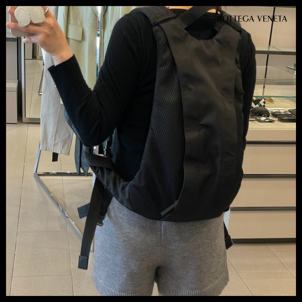 【BOTTEGA VENETA】Woven Jacquard Nylon Rider Backpack BLACK