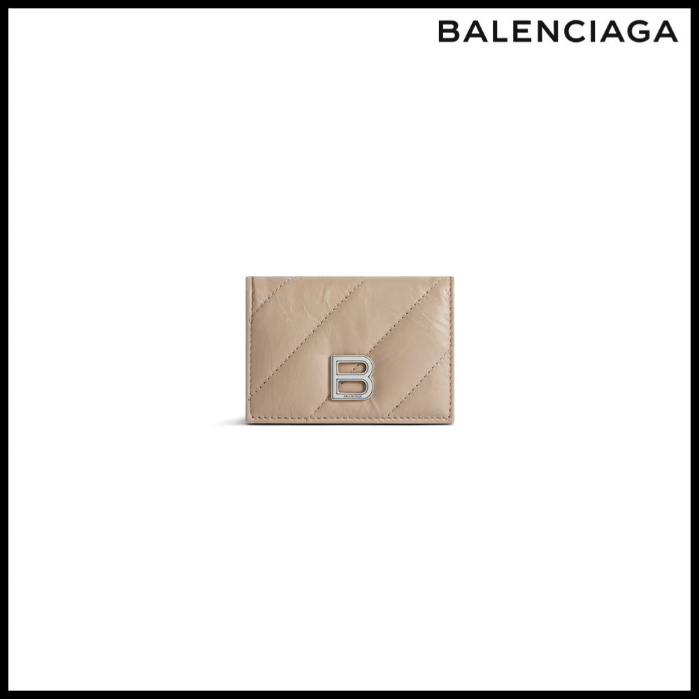 【BALENCIAGA】Crush Mini Wallet Quilted Beige