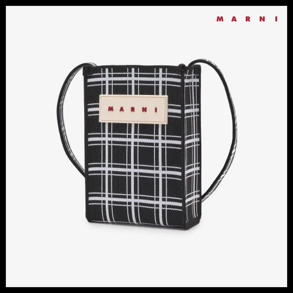 【MARNI】Mini Jacquard Check Shoulder Bag Black White