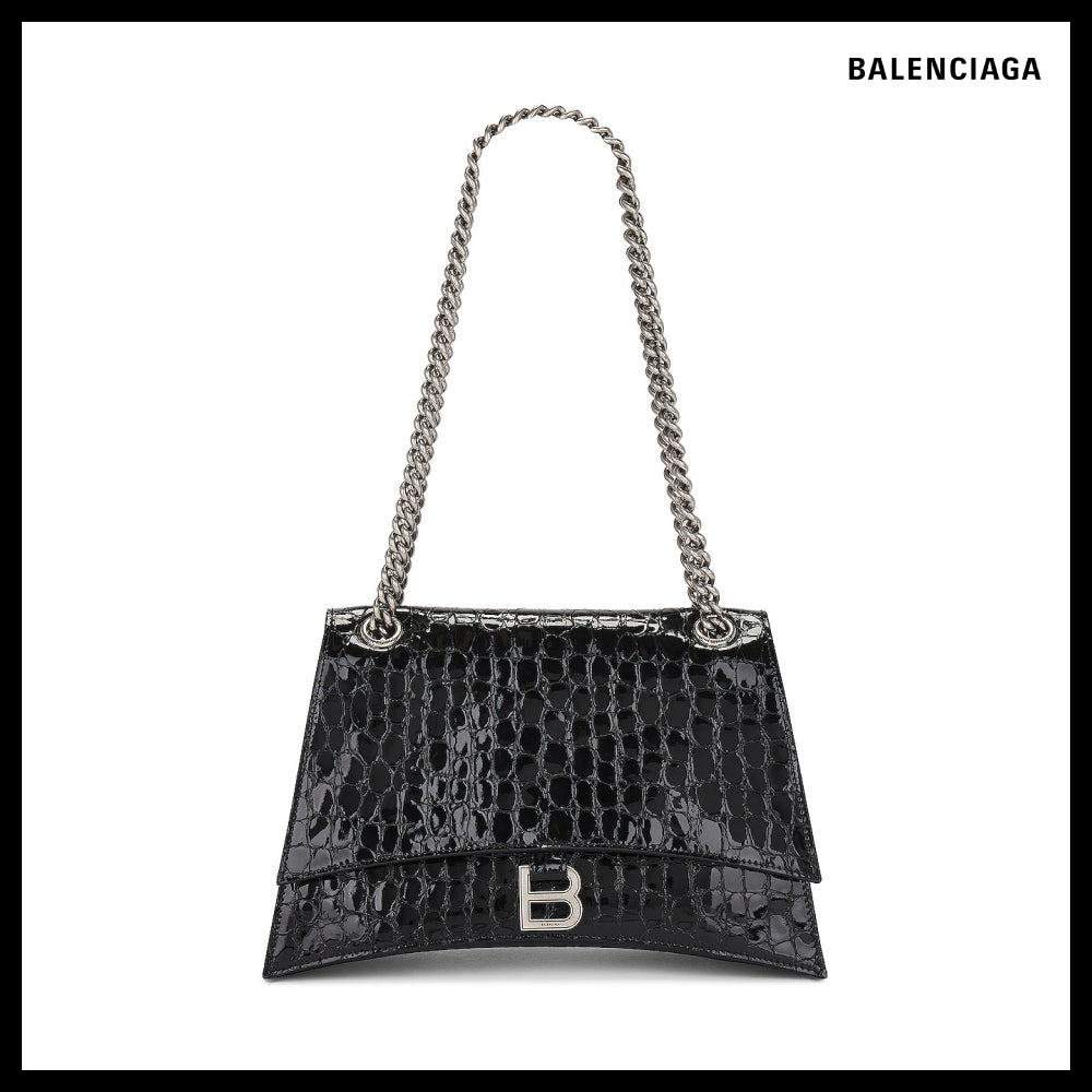 【BALENCIAGA】Crocodile Embossed Crush Medium Chain Bag