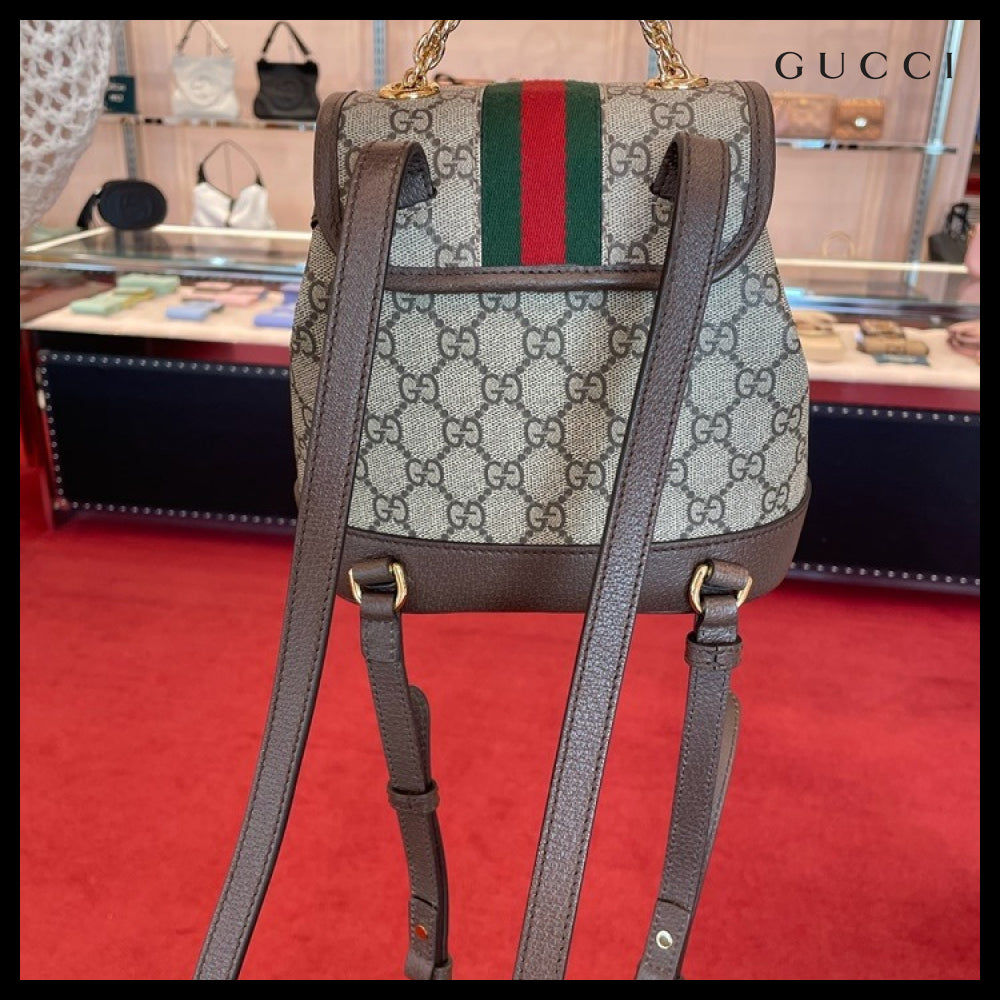 【GUCCI】GG Ophidia Supreme Mini Backpack Beige Ebony