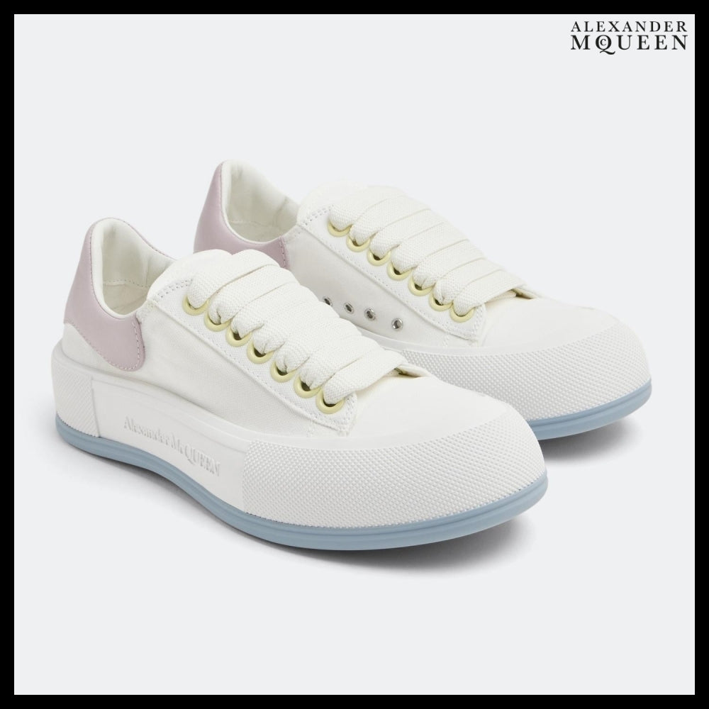【Alexander Mcqueen】Deck Plimsoll Sneakers in White Fabric