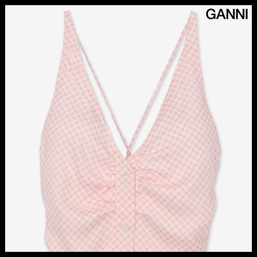【Ganni】サテンマキシドレス ライトライラック