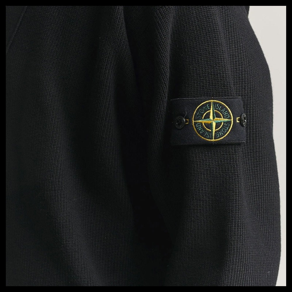 ◆STONE ISLAND◆ORGANIC COTTON V-NECK CARDIGAN BLACK