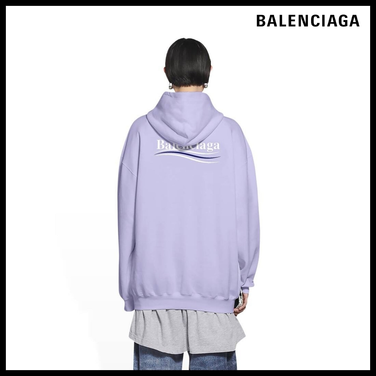 【BALENCIAGA】Political Campaign Hoodie Medium Fit Purple