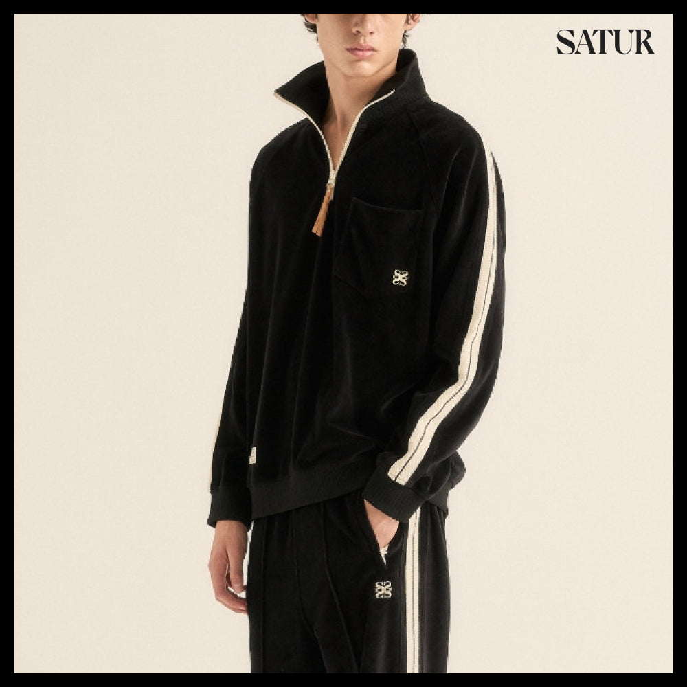 【SATUR】Velour Loose Fit Half Zip-Up 3colors