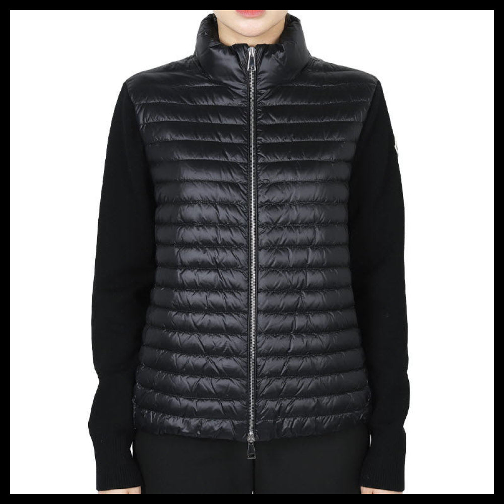 【MONCLER】 Women Tricot Knit Mix Down Jacket Black
