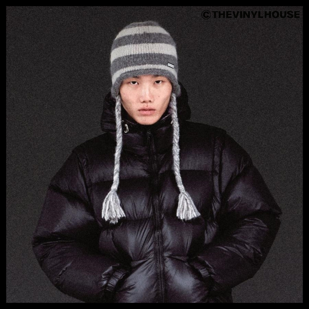 【THEVINYLHOUSE】Ear flap stripe beanie (3 colors)