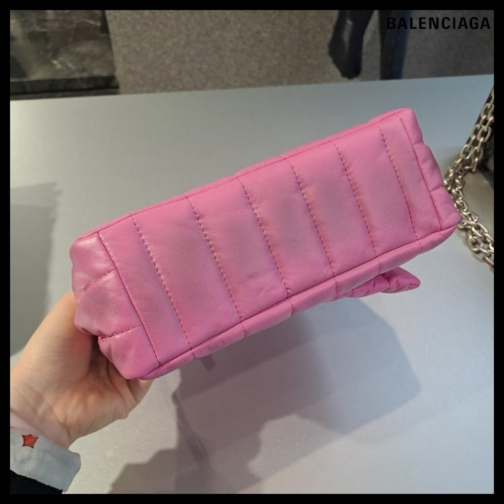 【BALENCIAGA】Monaco Mini Bag Pink Sprayed Quilted