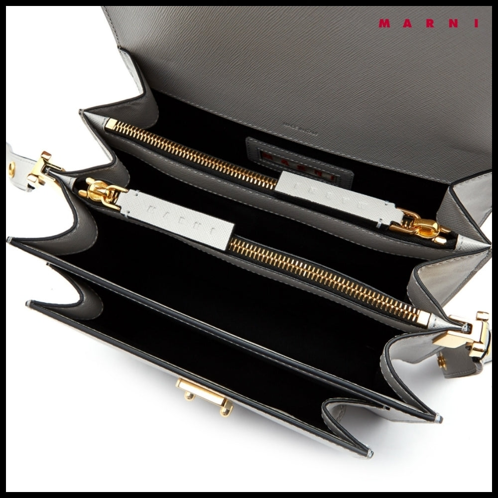【MARNI】Grey Saffiano Medium Trunk Bag