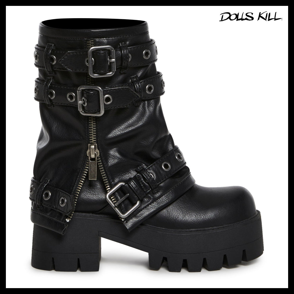◆DOLLS KILL◆DARKER WAVS Warp Combat Boots Black