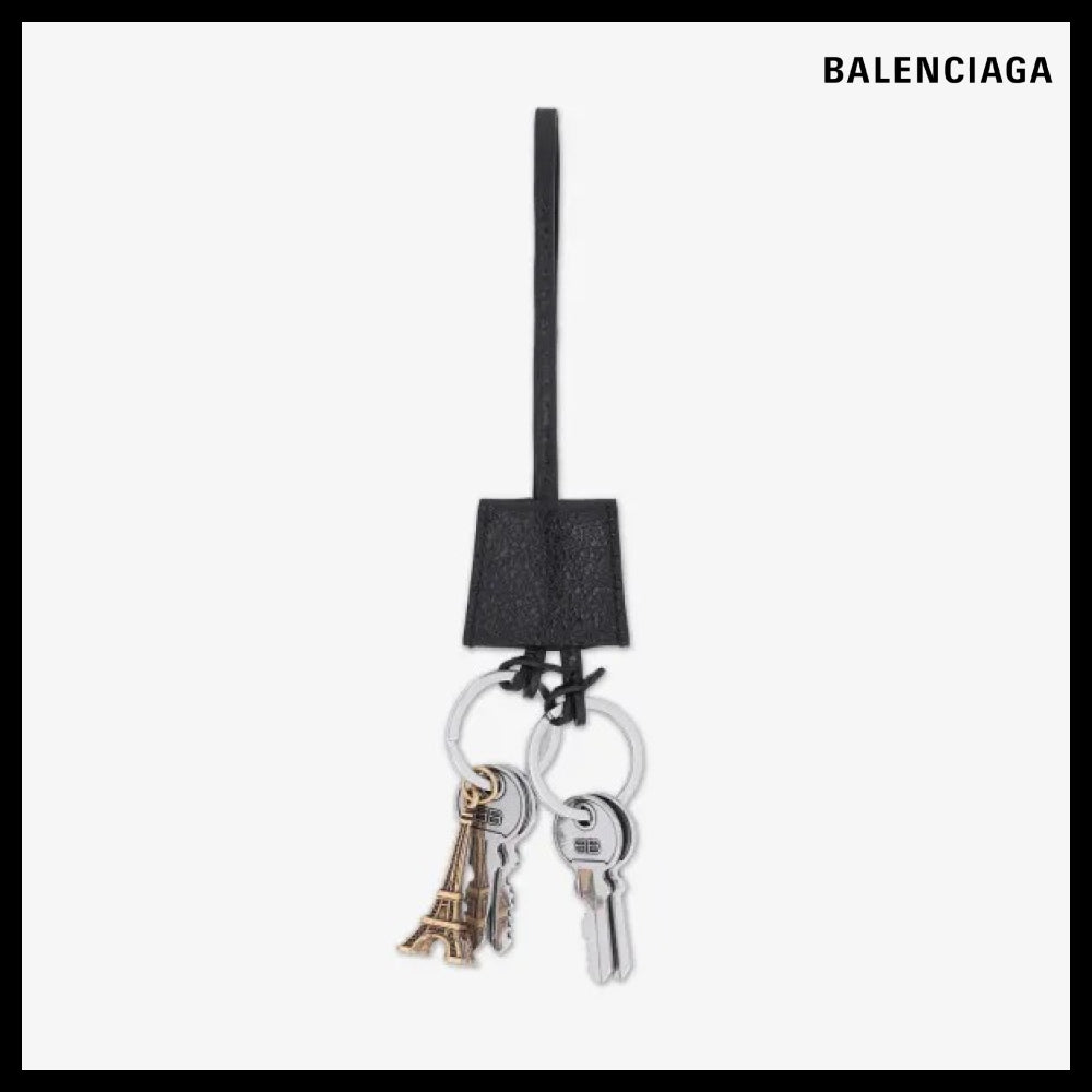 【BALENCIAGA】Le City Charm Eiffel Keyring Black