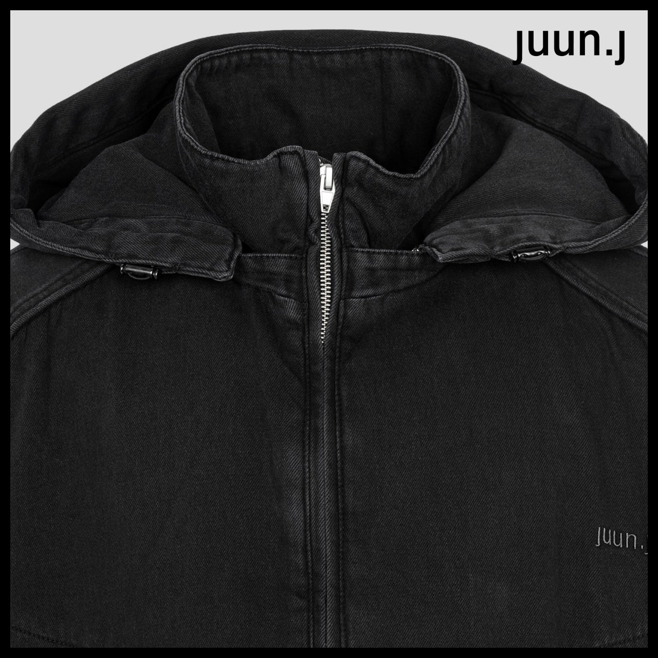 【JUUN.J】Denim Color Block Track Jumper Black
