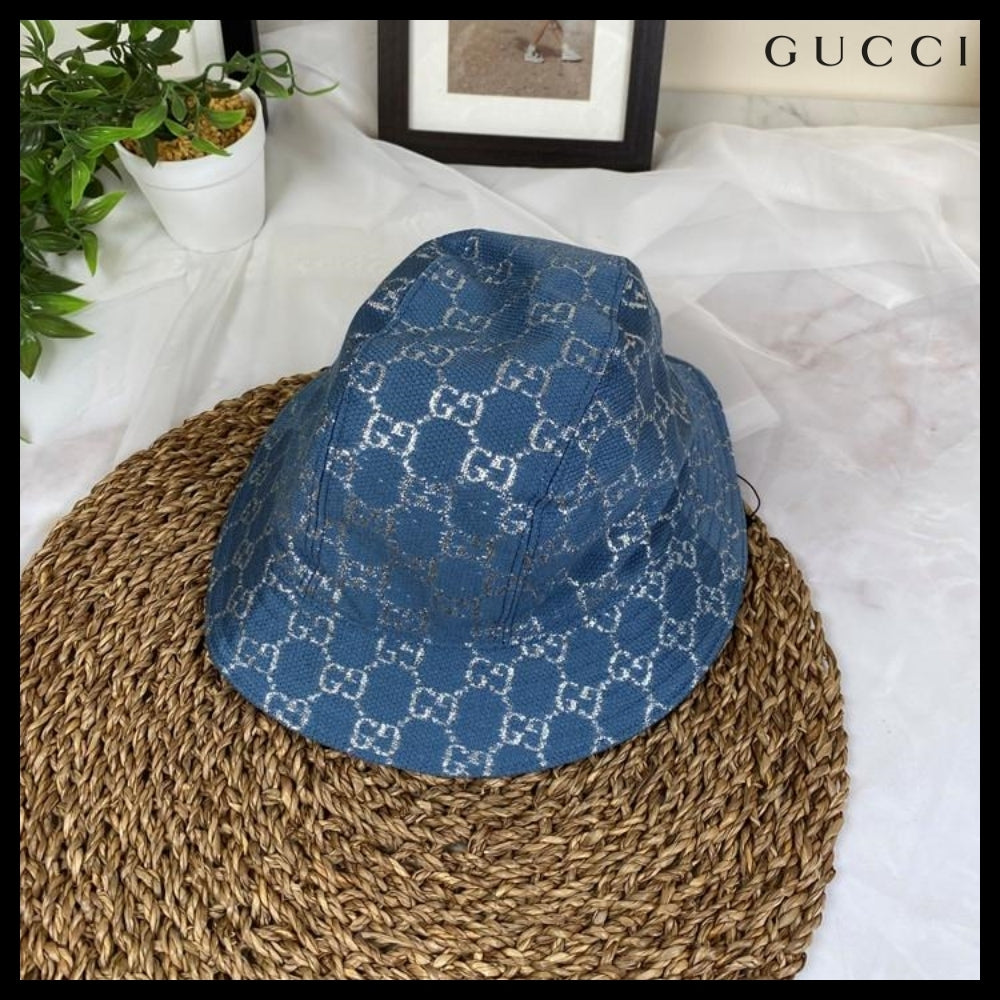 【GUCCI】 GG LAME Bucket Hat Blue