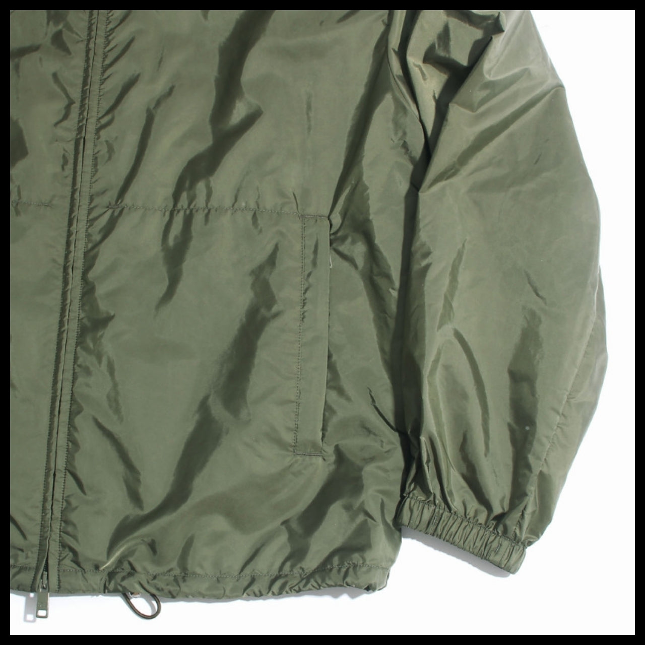 【PRADA】Triangle-logo hooded windbreaker jacket khaki