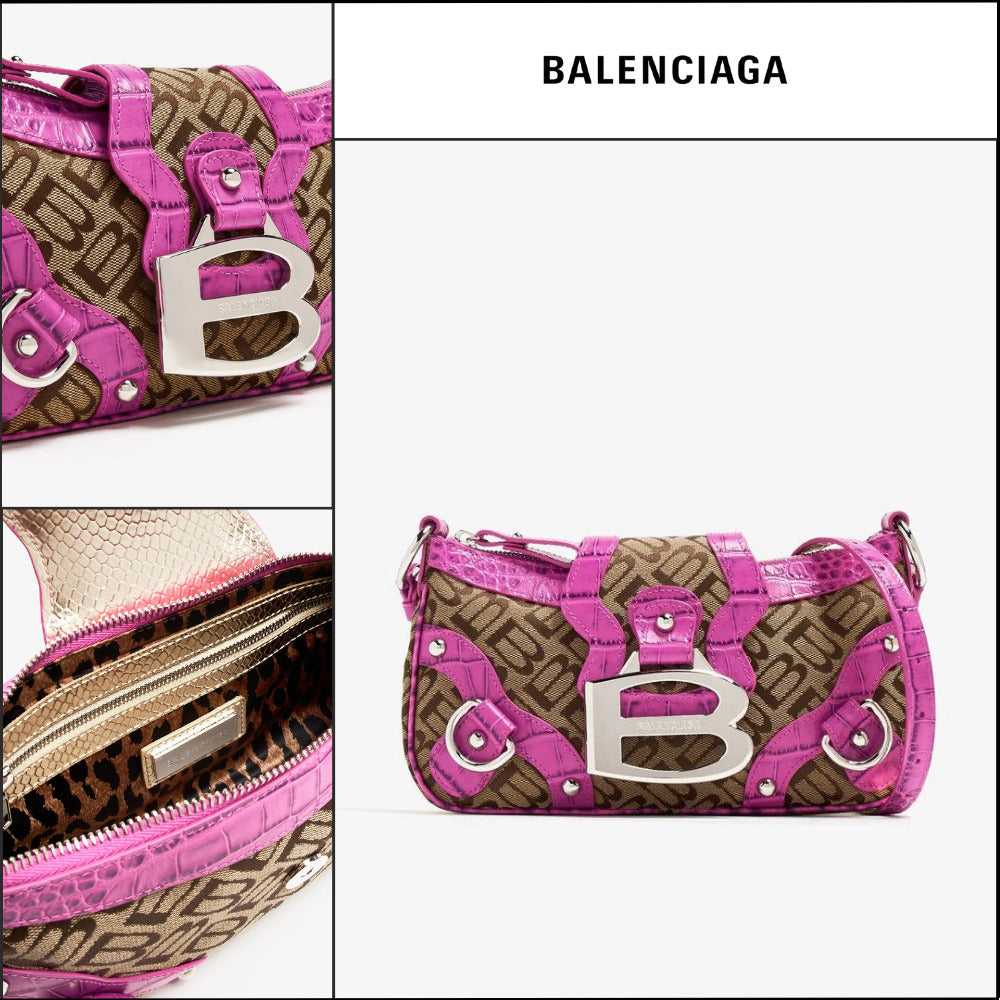 【BALENCIAGA】Essex Small Shoulder Bag Pink/Brown