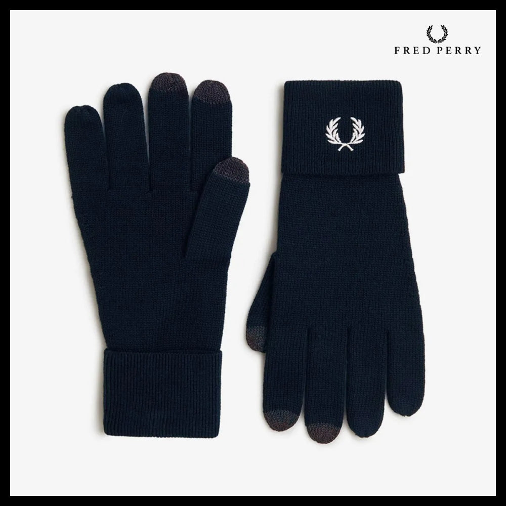 【FRED PERRY】Classic Wool Gloves Navy / Snow White